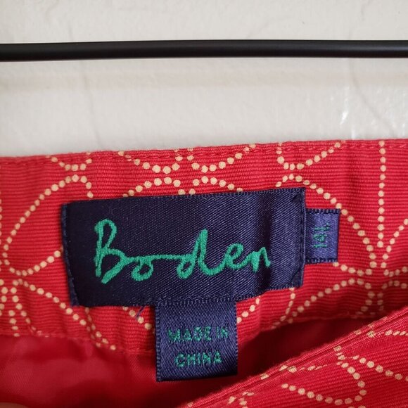 Boden Geo Floral Print A-Line Knee Length Skirt Red Sz Women's 14L Lined Modest - Picture 2 of 11